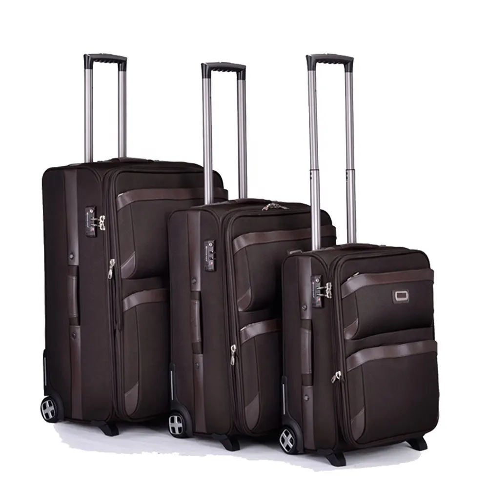Personnaliser OEM en gros 3 pièces ensemble 20 24 28 pouces valises de chariot rouleau sac à bagages 4 roues à bagages en polyester