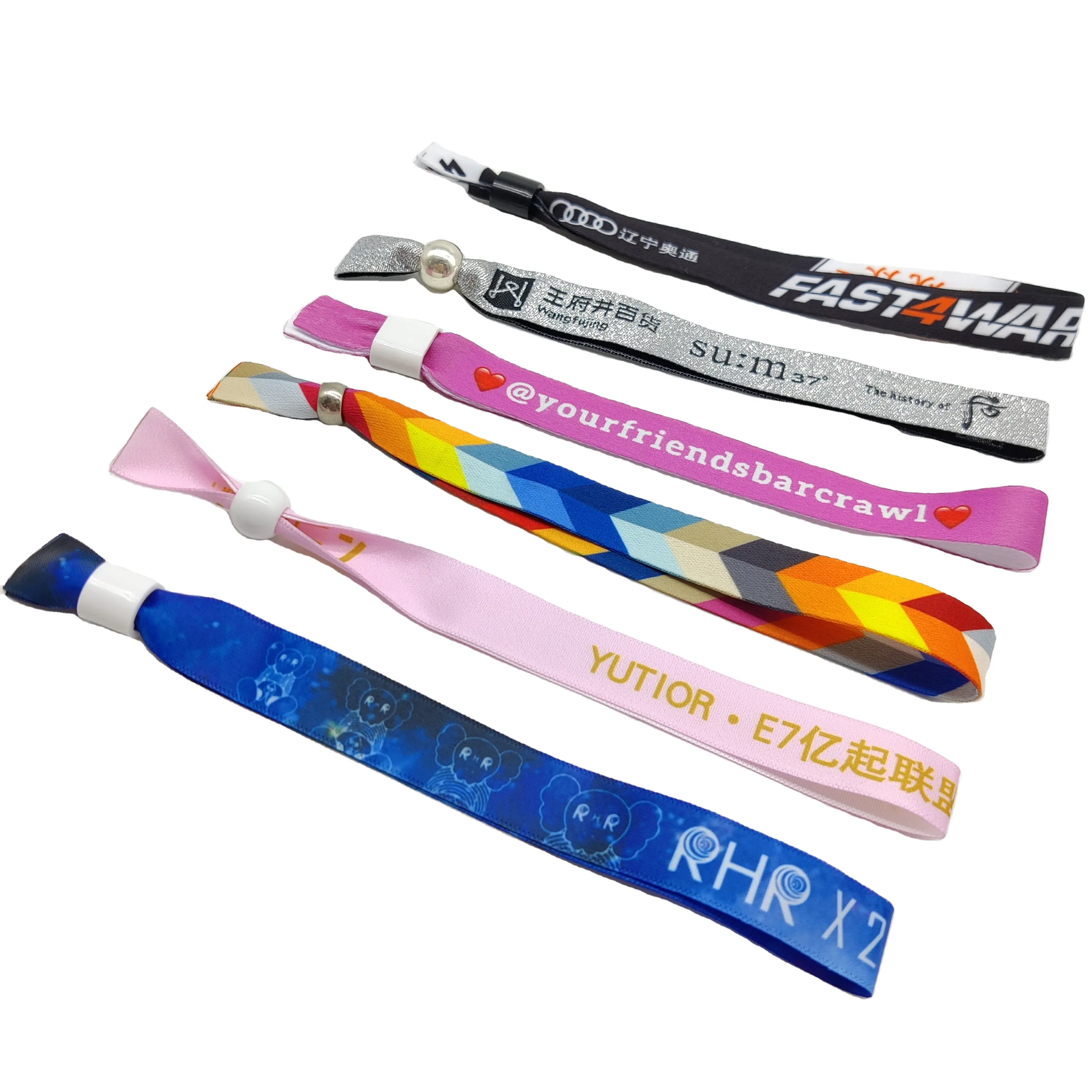 Custom High Quality Sublimation one time Use Festival   Party   Concert   Club Woven Fabric Wristbands For Events