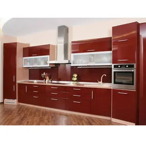 Gabinete de cocina de madera clásico personalizado moderno o apartamento de grano de madera gabinete de cocina de diseño moderno