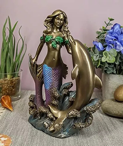 Oferta Caliente: Escultura Creativa de Resina de Sirena Oceánica Art Nouveau, Figura de Sirena y Delfín de Boca de <span class=keywords><strong>Botella</strong></span>, Venta al por Mayor - Product Image 5