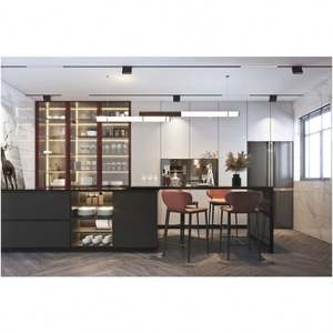 Gabinetes de Cocina Modulares de Diseño Moderno con Acabado Laminado en Madera de Nogal Negro, Acabado Lacado o de PVC, Gran Venta - Product Image 5