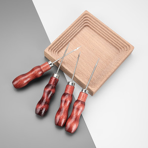 Travail manuel poinçon à coudre Double gourde poinçon cuir outil de trou avec manche <span class=keywords><strong>en</strong></span> bois gratter - Product Image 4