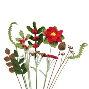 Bouquet de Noël tricoté en fil de haute qualité fait à la main décoration tendance de la maison bricolage Arrangement de fleurs éternelles cadeau en gros - Product Image 6