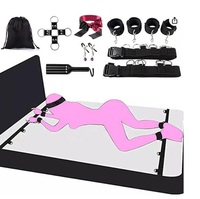 Ensemble de 13 pièces d'équipement BDSM : Sangles, menottes, fouet, bandeau, pinces à tétons, attaches de lit, kit BDSM