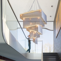Prix d'usine OEM, lustre en aluminium et fer personnalisé, moderne, grand modèle, pour hôtel, hall, villa, salon, luminaire suspendu LED