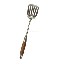 Ustensiles de cuisine en acier inoxydable de bonne qualité ustensiles de cuisine louche tourneur spaghetti serveur manche en bois
