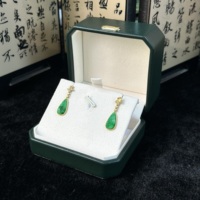 Boucles d'oreilles en jadéite birmane naturelle de qualité A, forme goutte d'eau, haute qualité, pour femme, cadeau en jadéite birmane (avec NGTC)