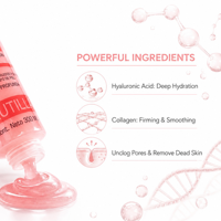 FLOWER SECRET 300ml Gel Exfoliant Corps Fraise à l'Acide Hyaluronique - Pour Adultes Tous Types de Peau - Services OEM/ODM Agence de Marques