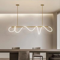Lampe suspendue longue et torsadée pour cuisine d'appartement ou villa, en fer doré et noir avec gel de silice, pour hôtel ou salon