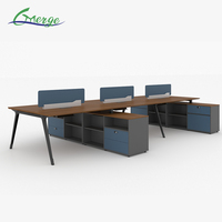 Escritorio de Oficina Modular de Lujo Moderno para 6 Personas, Mesa para Personal con Estructura de Acero y Cajones