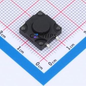 TS018A-TBY1EH5.0 Tactile Switch SMD-4P,12x12mm Switch Single Pole Single Throw Round Button 1.8N Vertical Mount - Product Image 1