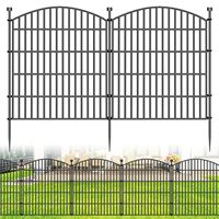 10-teiliger Dekorativer Gartenzaun ohne Graben, 81 cm H x 7,2 m L Rostfreier Metall-Hundezaun, Outdoor-Tierbarriere für den Garten