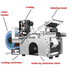 Semi-automatic Desktop <strong>Round</strong> <strong>Bottle</strong> Sticker <strong>Labeling</strong> <strong>Machine</strong> <strong>with</strong> Expiry <strong>Date</strong> Batch Number Coding <strong>Printer</strong> - Product Image 2