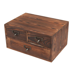 Wooden Desktop <b>Storage</b> <b>Box</b> With <b>Drawers</b> Multi Purpose Organizer For Desk Stationery And Jewelry Rectangle Standing Type - Product Image 3