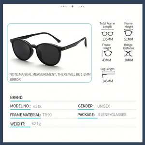 Gafas Ópticas Redondas de Moda 2025 con Logotipo Personalizado, Monturas con Clip Magnético Polarizado UV400 TR90 para Hombre y Mujer - Product Image 5