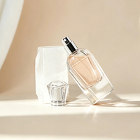 Flacon de parfum haut de gamme en verre transparent de 30 ml, 50 ml, 100 ml, avec pompe pulvérisatrice à baïonnette et fond épais, estampage à chaud