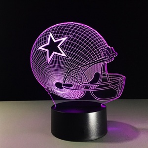 Lampe de nuit LED 3D Casque Dallas Cowboys, blanc chaud, à commande tactile, intensité réglable, en acrylique, branchement USB, taille moyenne, pour chambre contemporaine - Product Image 6