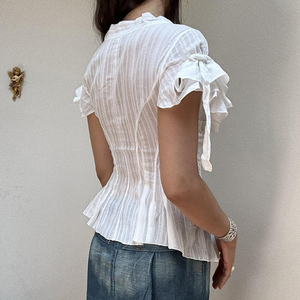 Blusa Casual de Verano para Mujer, Simple, de Algodón, Tejida, Plisada, Transpirable, Ligera y Transparente - Product Image 3