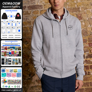 Sweat à capuche zippé brodé pour homme, style basique personnalisé, en mélange coton-polyester, anti-plis, polaire, coupe ample, pour la gym et l'entraînement - Product Image 1