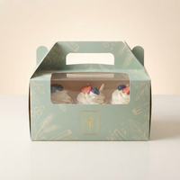 Boîte à pâtisserie en carton blanc prête à la vente avec fenêtre transparente en PET et fermeture à rabat pour l'emballage de gâteaux et de desserts