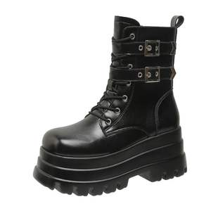 Nuevas botas Martin cortas bajas de 8cm de primavera para mujer, zapatos de aumento de altura de tamaño pequeño, suelas gruesas, estilo de chica caliente - Product Image 3