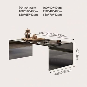 <span class=keywords><strong>Tavolino</strong></span> da Caffè Moderno Minimalista, Rettangolare a Forma di U con Piano in <span class=keywords><strong>Vetro</strong></span> Fumé - Product Image 6
