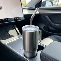 Paille en verre transparente de 30 cm, diamètre 8 mm, tube courbé, écologique, portable, pour gobelet de voiture 30OZ/40OZ, en acier inoxydable Lfgb