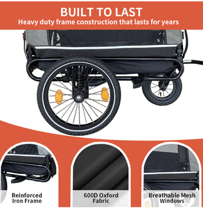 Adjustable Folding Bicycle Troller Quick Release Inflatable <b>Wheel</b> Universal Pet <b>Trailer</b> Carrier for Dogs Cats 2 <b>Wheel</b> Platform - Product Image 6