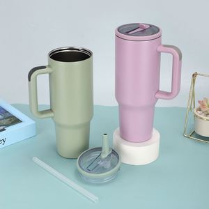 Cross-border Portable Handle Straw Cold-keeping Ice Cup Double-wall Vacuum Insulation 304 Stainless Steel Vacuum <b>Flask</b> <b>Bottle</b> - Product Image 3