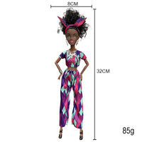 Nouveau design 32cm belles poupées de mode noires avec articulations mobiles poupée de mode noire avec cheveux noirs africains