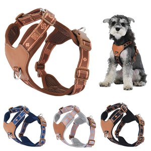 Reflective Dog Harness No-Pull Adjustable Breathable Mesh Pet Vest Geometric Pattern Soft Padded Chest Strap Fashion Polyester - Product Image 1