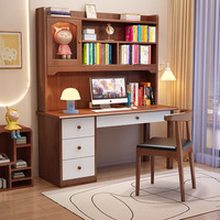 Escritorio Infantil Ergonómico y Duradero de Madera Maciza con Estantería Integrada y Superficie de Escritura Ajustable para Oficina en Casa