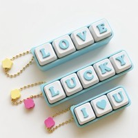 Porte-clés personnalisé imprimé en 3D avec clavier mécanique, jouet anti-stress DIY avec lettres nominatives, cadeau mignon et pastel