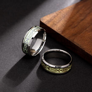 Roestvrijstalen Lichtgevende Hartslag Ring Ecg Paar Ring Eenvoudige Mode Fluorescerende Paar Sieraden Ring Voor Dames En Heren - Product Image 4