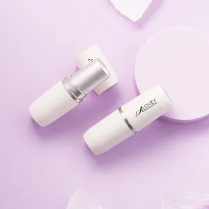 Customized High-end New Round And Compact Frosted Bright White Lipstick Tube