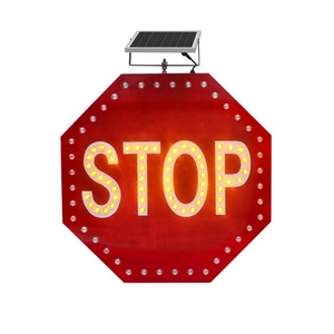 علامات مثمنة مشرقة من الألومنيوم للسلامة على الطرق إشارات تحذير لموقف السيارات وامض LED إشارات وقوف السيارات الشمسية - Product Image 1