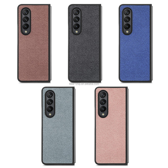 2024 New Trending Vegan Leather Matt Black Cell Mobile Phone and Covers Back Cover Film Phone Case for Samsung Z Fold 5