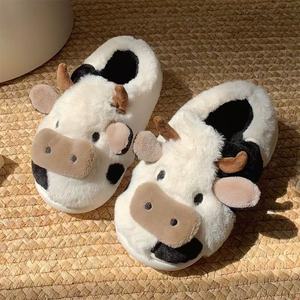 Nouveauté : Pantoufles en peluche vache pour femmes, intérieur et extérieur, mignonnes, douces, chaudes, animales, nuages - Product Image 3