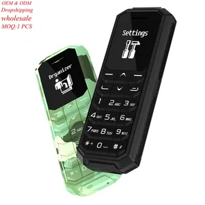 Anti Lost AEKU KK2 Mini Mobile Phone 0.66 inch LCD Screen Mini Cellphone Hands Free Dialer Headphone 18 Keys