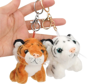 Cartoon Plush Keychain Stuffed Animal Tiger Toy Soft Animal Key Chains Children'S Bag Purse Backpack Wallet Hanging Decoration