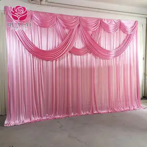 luxury pastel pink Ice Silk valance drapes backdrop curtains for chruch wedding stage party banquet events decoration items