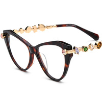 Montures optiques œil-de-chat en acétate pour femmes, ornées de cristaux, de luxe, à monture complète, marque OEM, logo personnalisé, vente en gros, mode