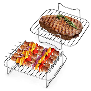 Air Fryer Accessories Rectangular Four-<b>Corner</b> Barbecue Rack Double-Layer Steaming Rack Grill Rack with 4-Prong Barbecue Rack - Product Image 6