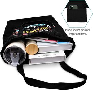 Regalo para Maestras, Bolsa <span class=keywords><strong>de</strong></span> Lona Lisa para Mujer, Bolsa <span class=keywords><strong>de</strong></span> Compras <span class=keywords><strong>de</strong></span> Algodón Personalizada con Cierre <span class=keywords><strong>de</strong></span> Cremallera - Product Image 4
