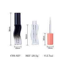 Tube de brillant à lèvres vide en forme de vague, 2,7 ml, rose, avec logo personnalisé, emballage cosmétique en gros
