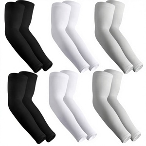 Manchons de compression unisexes anti-UV pour adultes, pour le cyclisme et le sport, en Spandex et Polyester, Blanc, Noir, Gris - Product Image 1