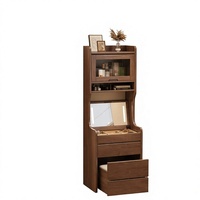 Meuble de chambre moderne et élégant de qualité supérieure, ensemble armoire haute, table de chevet et coiffeuse triple unité avec plateau relevable en verre