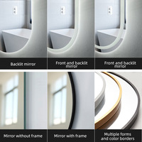 Miroir de salle de bain ovale LED KIDOIR ODM, anti-buée, tactile, à intensité variable, rétroéclairé, mural, pour vanité, fournisseur en gros, personnalisable pour hôtels