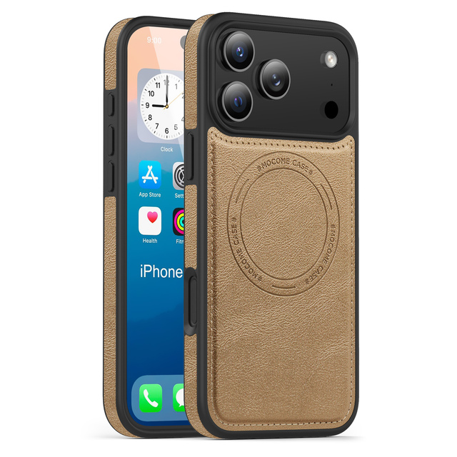Vegan Leather Magnetic Case for iPhone 18 Pro Max 17 Pro Max 17e Air 16 Plus 15 14 Slim Classic Anti-Slip Business Phone Cover