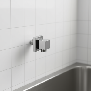 Robinet d'arrivée d'eau carré en laiton avec rosette 1/2"Mx1/2"M, vanne de remplissage chromée - Product Image 3